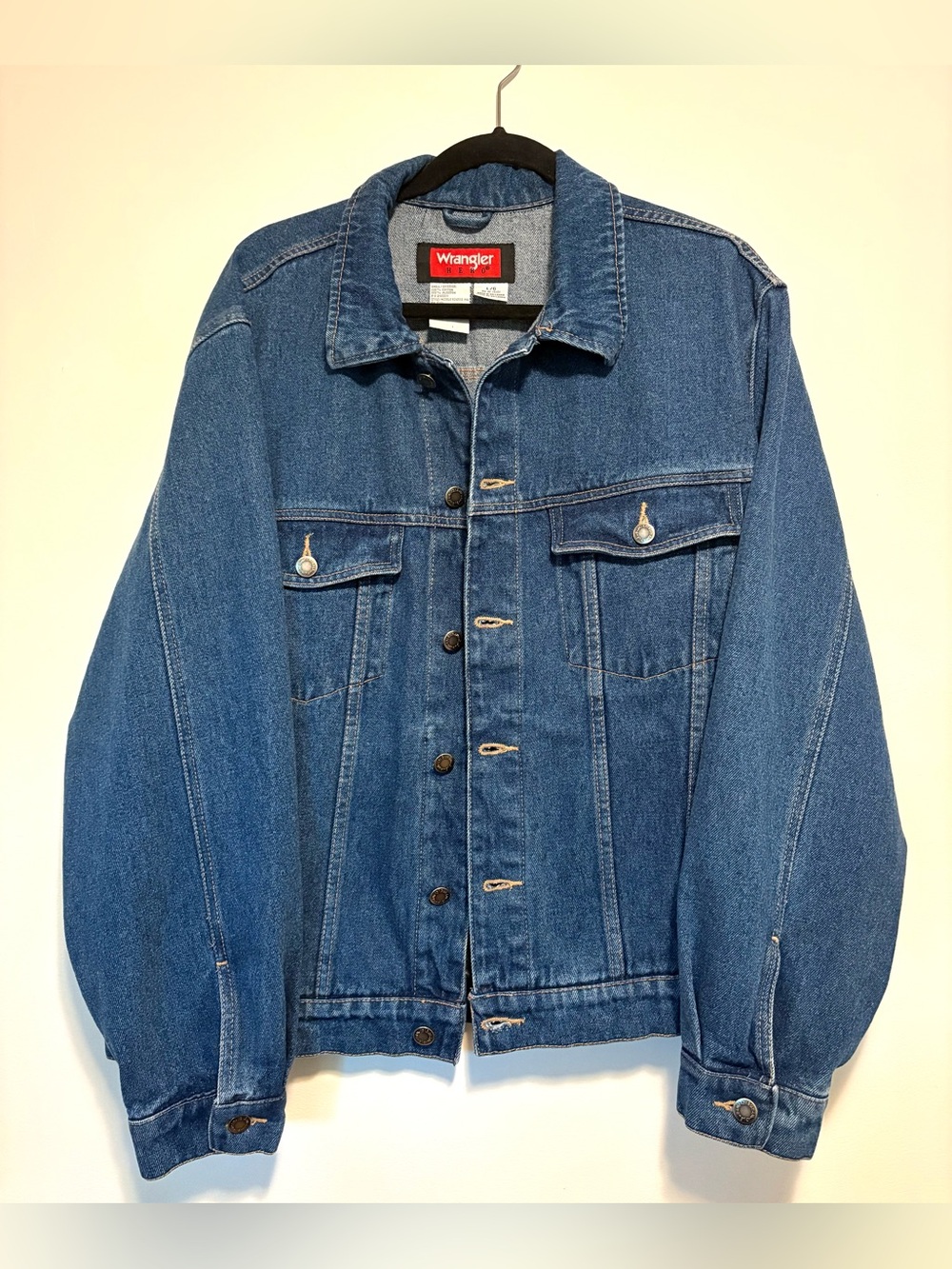 Vintage 90’s Wrangler Men's Classic Blue Denim Hero Jacket Size Large